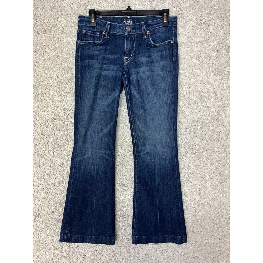 VTG Fossil Flare Jeans Womens 27 S Low Stretch Dark Blue‎ Denim Boho Y2K Retro